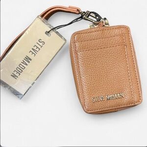 NWT Steve Madden Brown faux Leather wallet Key & Card Holder
